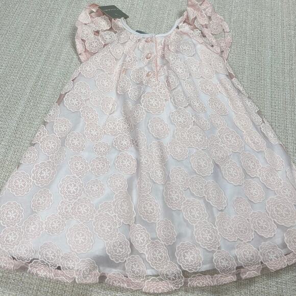 Tahari Girls Baby Toddler Size 24m Dress Pink and White Floral Lace NEW - Picture 8 of 8